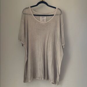 Pete &‎ Greta Johnny Was Tan Linen Mesh Top • M (oversized)